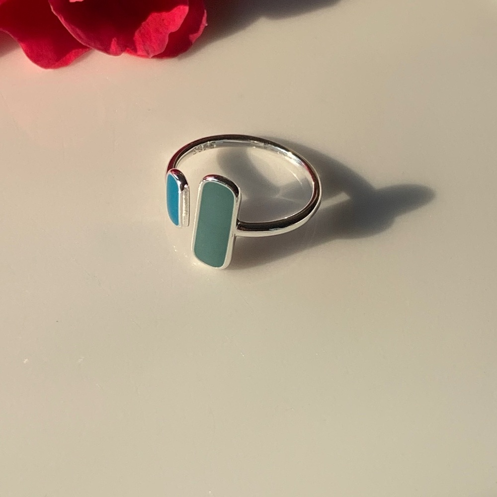 Blue Enamel Ring S925 Adjustable